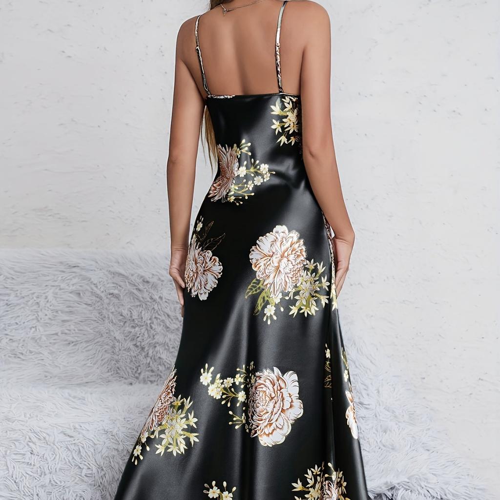 Bayan Baskılı Yaz Kolsuz Pijama Ev Hizmeti Gecelik Bayan Günlük Seksi Askılı Uzun Etek