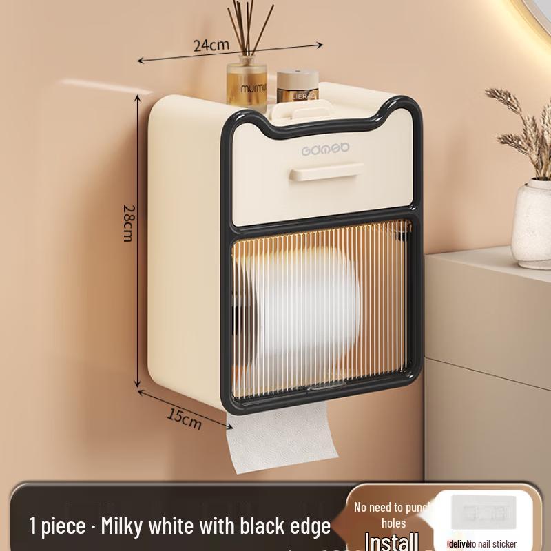 

Waterproof Drill-Free Toilet Tissue Dispenser with Storage Shelf