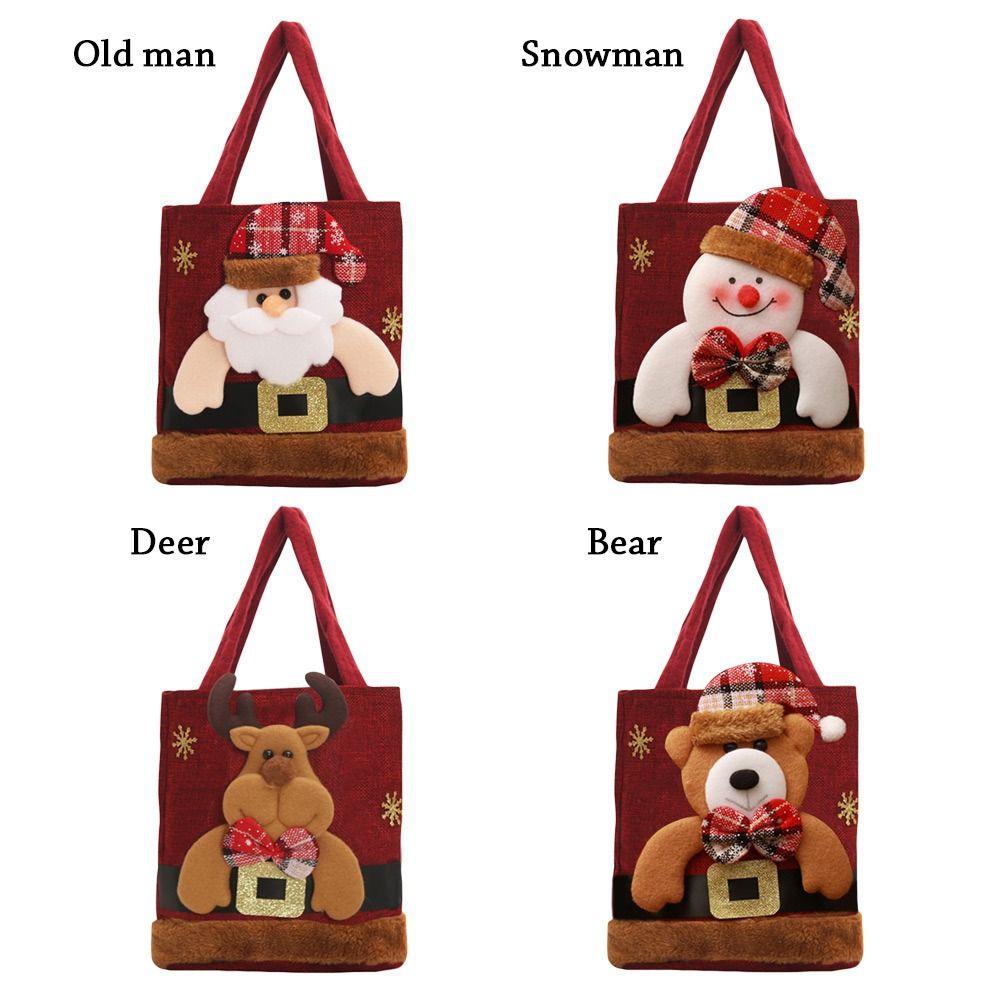 Christmas Tote Bags  Santa Snowman Fawn Gift Bags Children Gift Bags Candy Bags