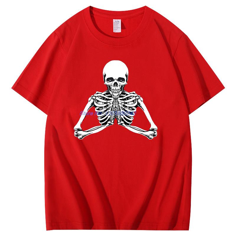 Now I Lay Me Down To Sleep Praying Skeleton Funny Shirts Graphic Tee Summer New In Tops And Tshirts Cotton Mens Tshirts