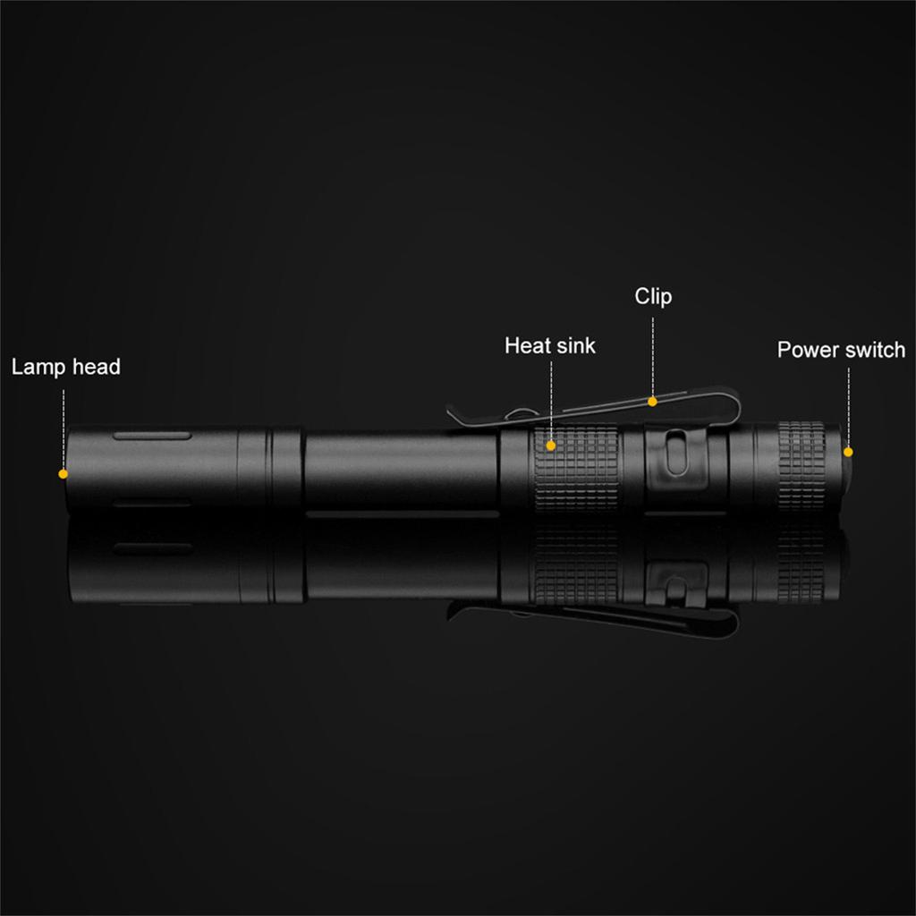 Mini High Brightness Pen Style Flashlight Compact Portable Aluminum Alloy Body Lightweight Small Size Pocket Clip