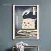 Poster Funny Japanese Woman Yelling At Cat Doge Meme Black White Longcat Canvas Painting Wall Art Print for Interior Home Decor