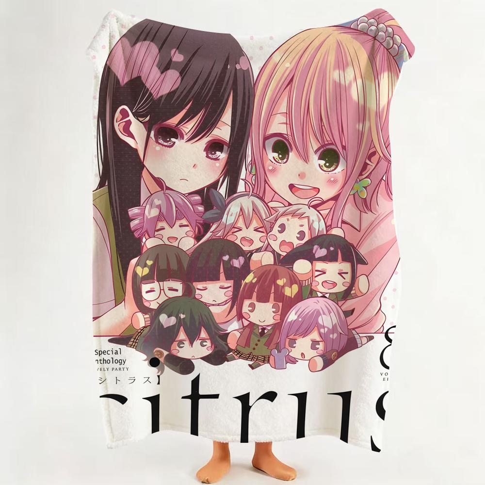Anime H Hot C Citrus Throw Flannel Throw Blanket Suitable for Sofa Living Room Bedroom