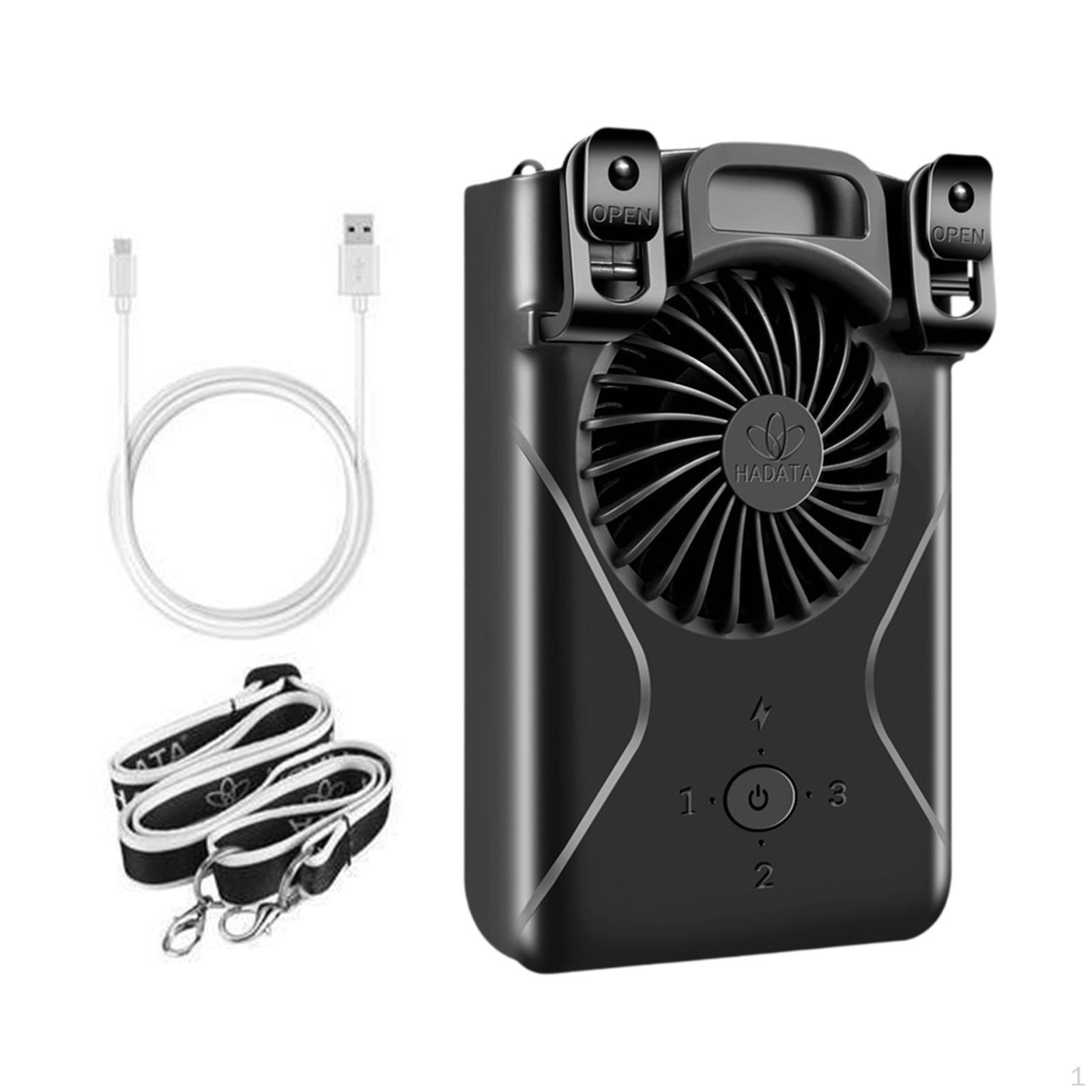 

Мини-вентилятор на пояс, подвесной на шею, быстрое охлаждение, перезаряжаемый, персональный кулон для дома чёрный