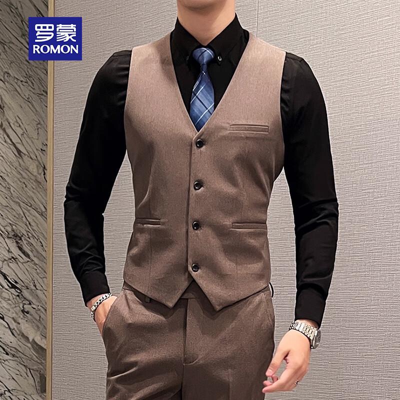 ROMON Men's Slim-Fit Business Formal Suit