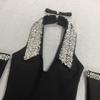 Halter Rhinestone Embellished Sexy Black Bandage Long Dress