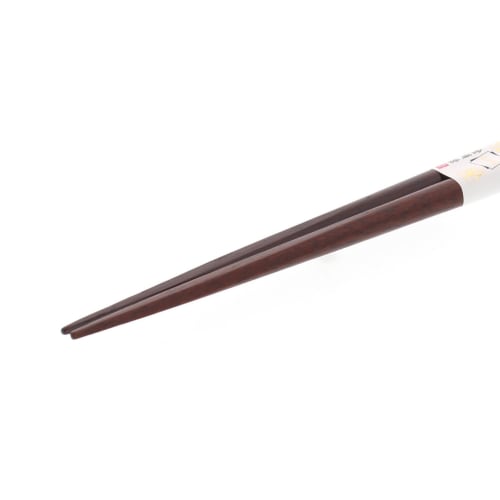 Chopsticks with Gold Base, Red and White Plum Design, Natural Wood, Lacquered Finish, Pointed Tips, 20.5cm