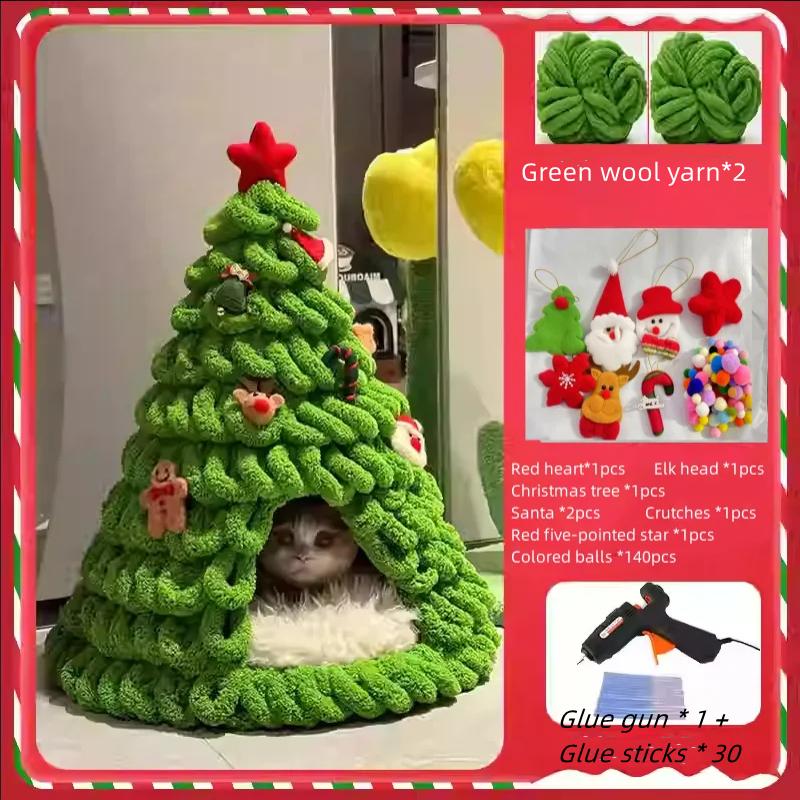 

2025 Рождественская елка Кошачье гнездо Набор материалов для DIY Толстая пряжа Самодельное Собачье гнездо для Осени Зимы Тепло Кошачий домик Товары для питомцев as pic Material pack