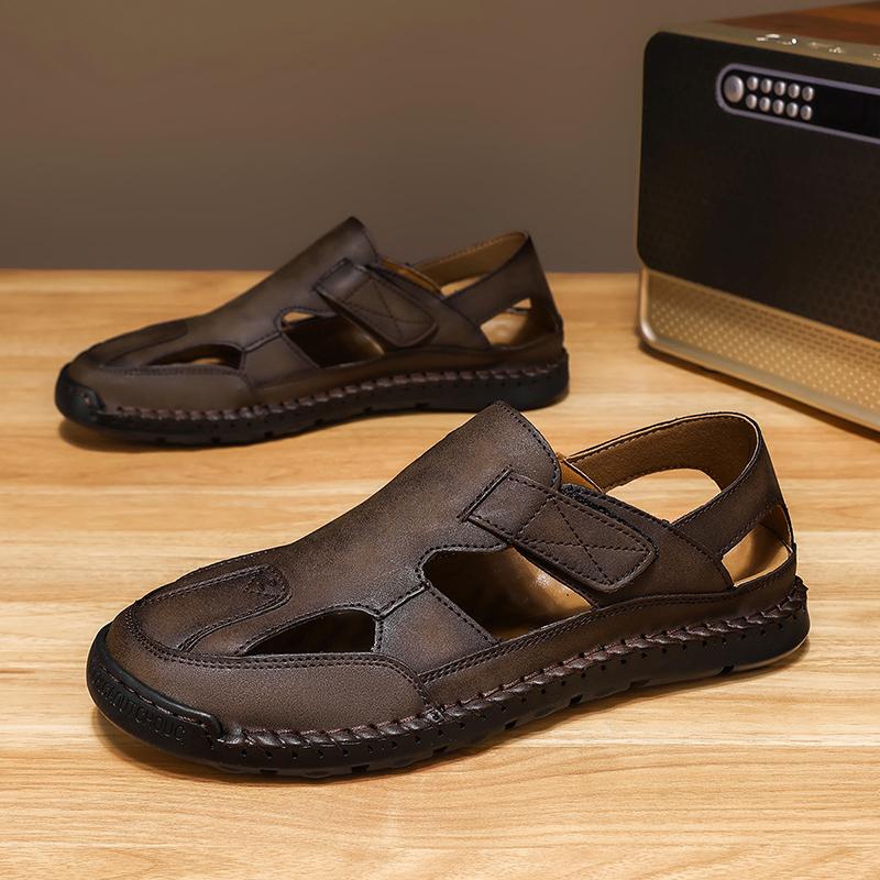 Summer New Large Size Men's Sandals 2026 New Classic Leather Men Shoes Men Fashion Beach Cool Sandals Outdoor Casual Male Shoes