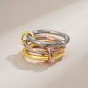 Interlocking Zirconia Two-Tone Diamond Ring, Multi-Element Plain Band