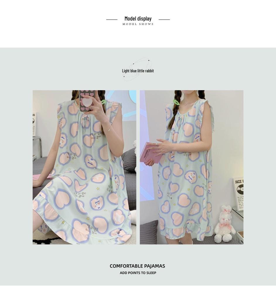 Women's Cotton Silk Camisole Pajama Dress - Summer, Loose Fit, Cute Japanese Style, Sexy and Thin, Perfect for Students