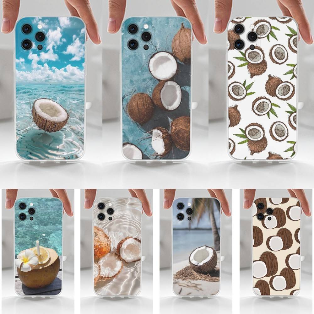 Coconut For iPhone Max,14,SE,12,15,Pro,17,Plus,11,XS,Mini,16,X,13,XR,Transparent Soft Cover Case