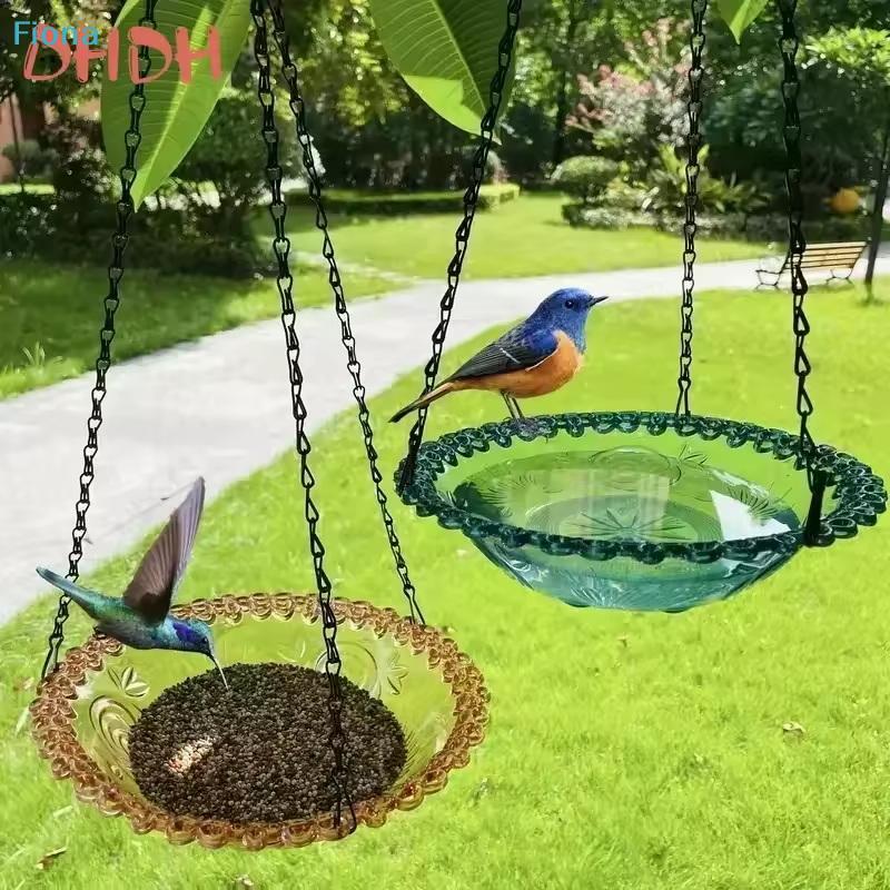 Hanging Bird Feeder,Outdoor Hummingbird Feeder with Hanging Chains,Garden Wild Bird Water Feeder Tray for Patio,Yard Decor