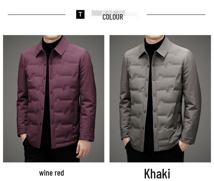 2025 Herren Slim-Fit Winter-Daunenjacke aus weißer Entendaune - Polyester Business Casual Oberbekleidung