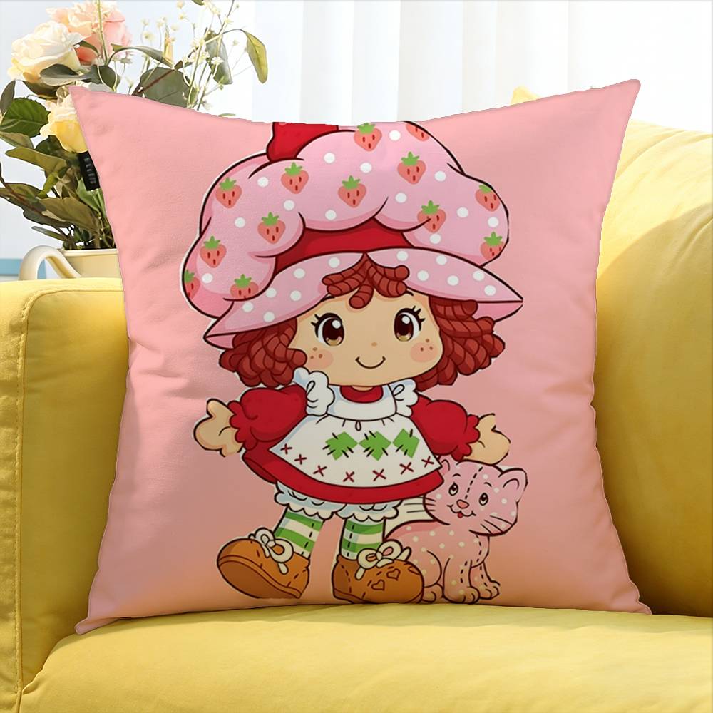 Cute S-Strawberry S-Shortcake-Girl Various Sizes Square Pillow Case For Car Home Bedchamber Decor