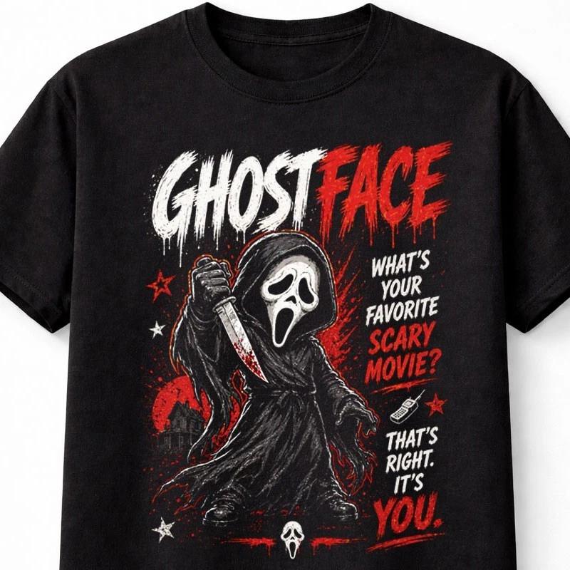 Ghostface Scream Horror Movie Slasher Quote Graphic Unisex TShirt S