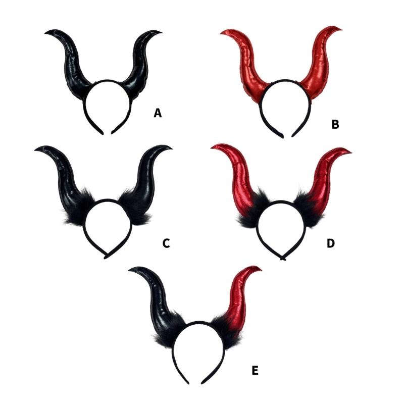 Halloween Cloth Devil Horn Headdress Nonslip Comfort Stretchable Unisex Hairband Props For Daily Use Event