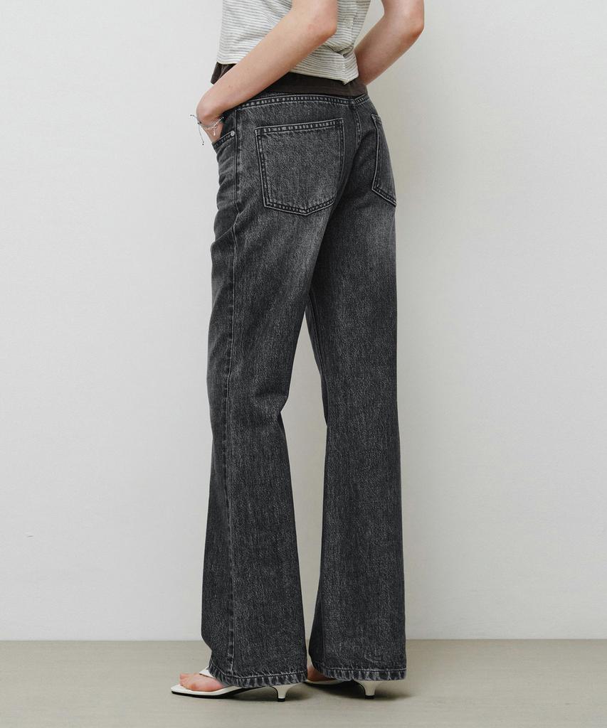 MONGDOL [Premium] Natural Semi-Bootcut Denim Jeans Gray Mdpt059Gray
