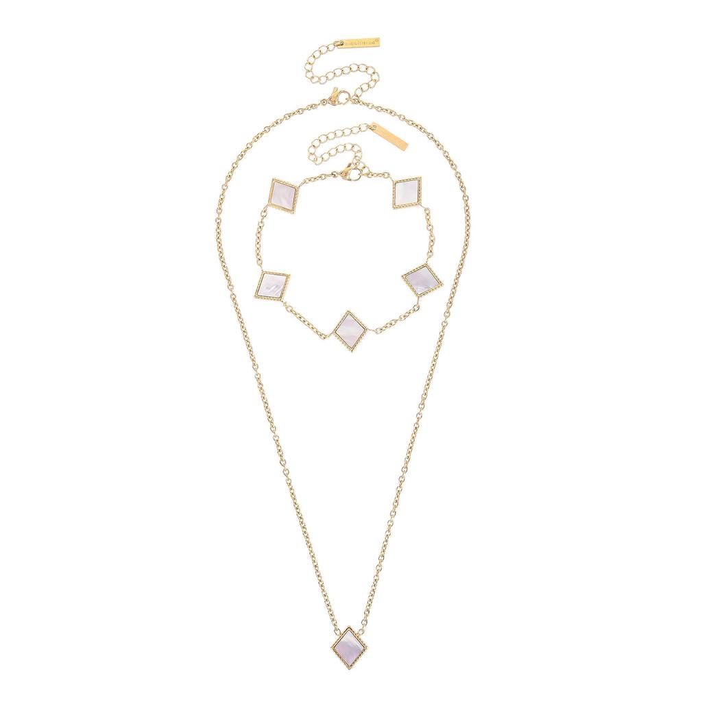 Minimalist Geometric White Shell Pendant Clavicle Chain Bracelet In High-Quality Titanium Steel