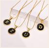 Charms Letter Initial Pendant Necklace Women , Stainless Steel Square And Round Alphabet Collar Jewelry Chrismas Gift