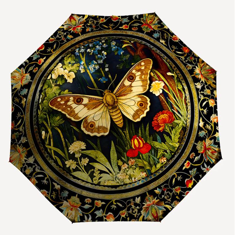 1PC Butterfly Floral Umbrella-8-Rib Reinforced, Automatic Open, Lightweight & Durable, Cute Fashion Accessory for Outdoor, Beach or Casual Use, Beach