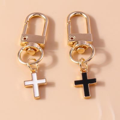 Süßer Emaillierter Kreuz Schlüsselanhänger Religiöser Schlüsselanhänger Anhänger für Auto Schlüsselhalter Handtasche Dekor DIY Schmuck Geschenke Zubehör