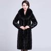 Winter Imitation Mink Coat Women's Imitation Fur Medium and Long Imitation Fox Fur Collar Jacket Large Size Medium and Old Mother Outfit