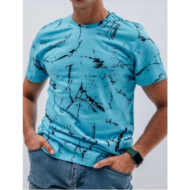 T-shirt à manches courtes imprimé 3D à col rond T-shirt d'été décontracté pour homme respirant et rafraîchissant