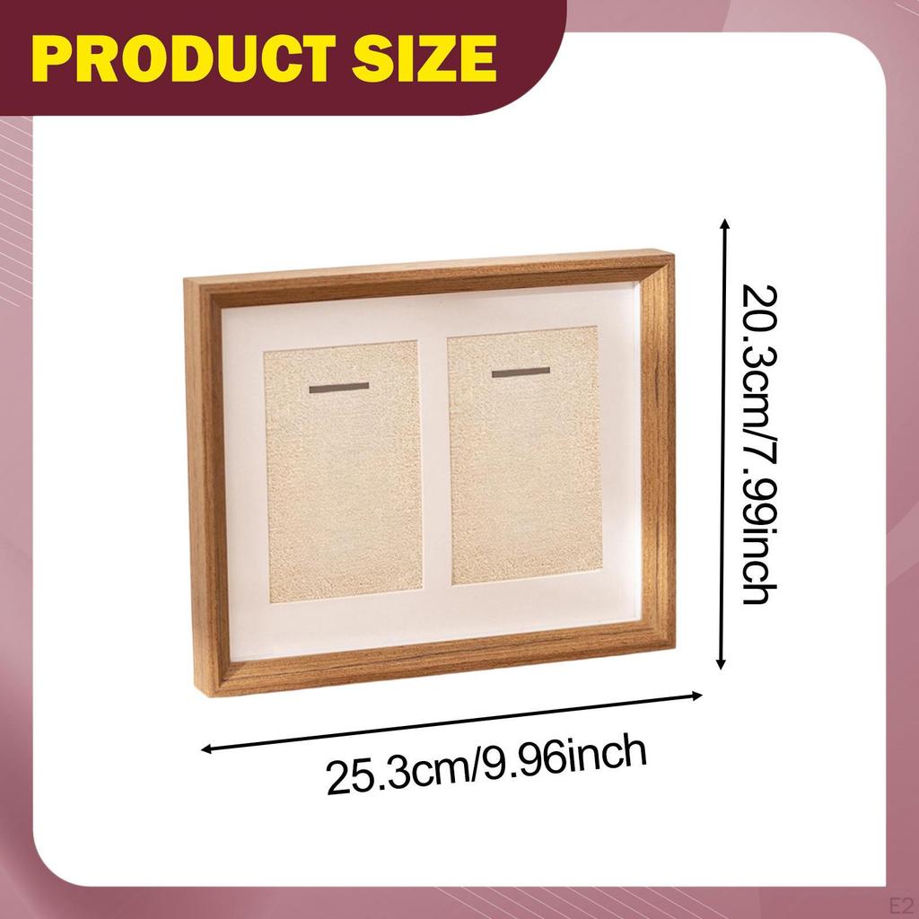 Double Medals Display Case Box Gifts Tabletop Decor Collectible Photo Frame Wood for Patches Runners
