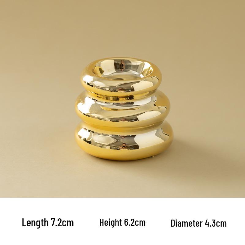 Gold Ceramic Electroplated Candlestick - American Style Home Decor Ornament