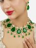 Green Stones Austrian Diamonds Embellished Bridal Necklace & Earring Set For Women