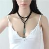 Turquoise Charm Necklace Bohemian Jewelry Natural Blue Stone Lariat Wrap