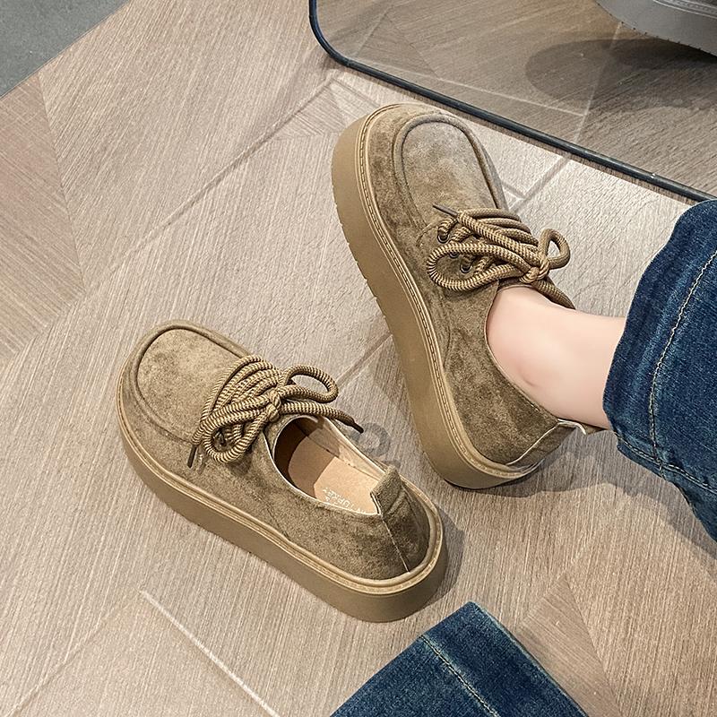 2025 NEW Women's Shoes Platform Round Toe Casual Female Sneakers Comfortable Slip-on Retro New Hot-selling Single Shoes