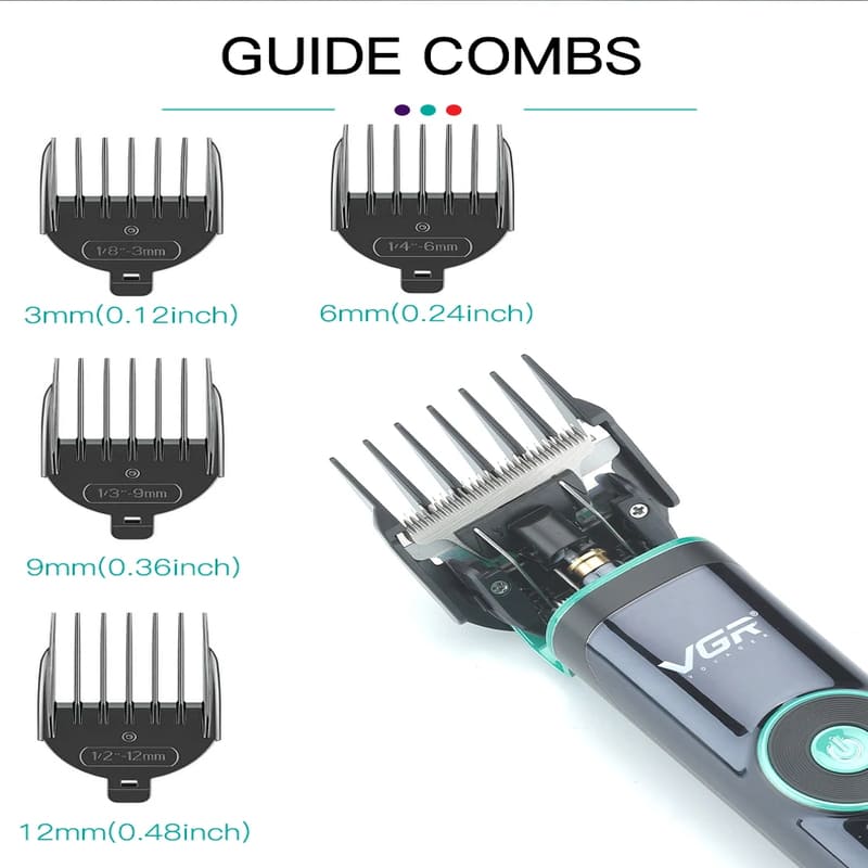 VGR 671 Professional Men's Electric Hair Clipper with Stainless Steel Blade and Long Battery Life Base Charging High-power Shaving Clipper LCD Display