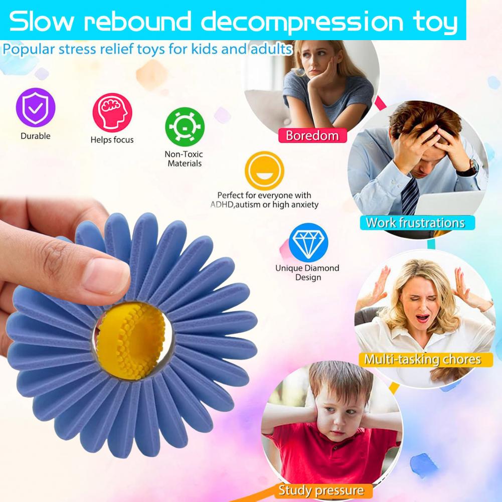 6.65cm Flower Fidget Spinner 3D Printed Spring Flower Fidget Toy Stress-Relief Flower For Home Office Use Adults And Children