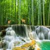 Custom Any Size Mural Wallpaper Bamboo Forest Waterfall 3D Scenery Wall Painting Living Room TV Sofa Bedroom Study 3D Wall Paper