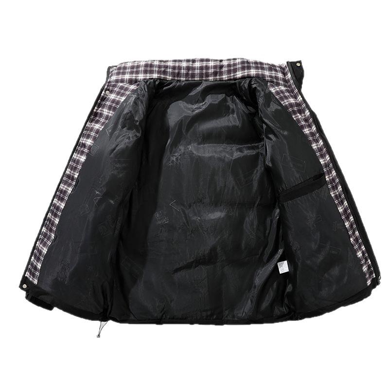 Herren Floral-Karo Knopfleistenjacke - Verdickt, Warme Baumwolle, Locker Übergröße, Hong Kong Stil Oberbekleidung für Herbst und Winter