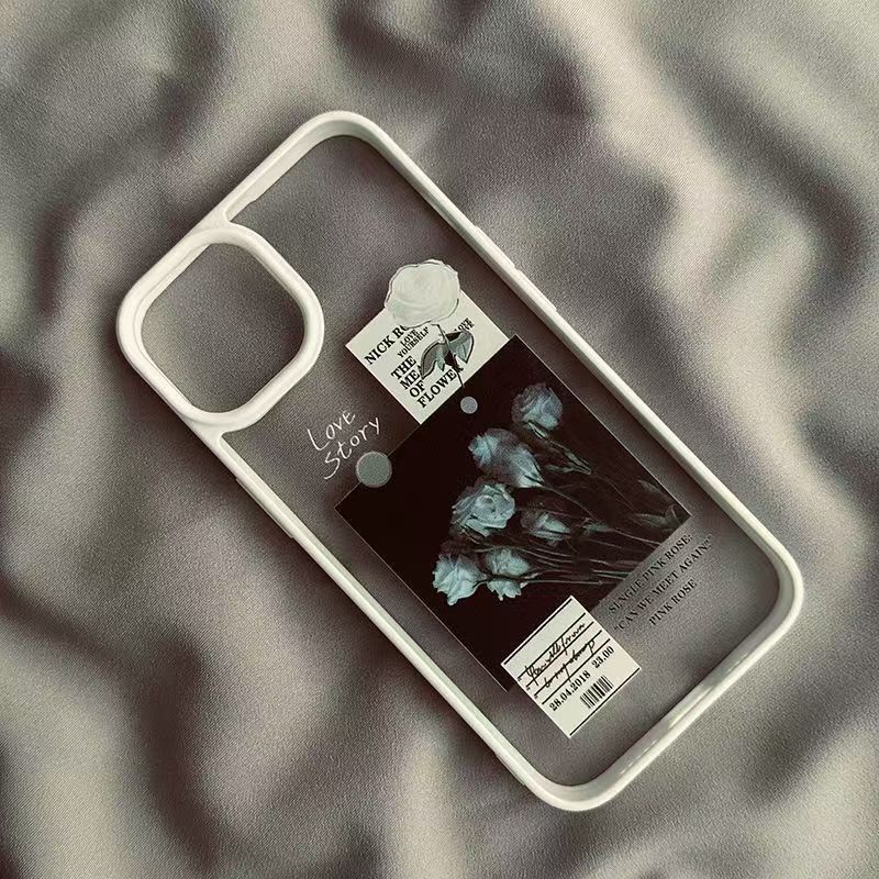 Fashionable Rose Phone Case For iPhone 17 Air 16 15 14 11 12 13 Pro Max 17 16 Pro 16 15 Plus XR Artistic Rose Transparent Cover