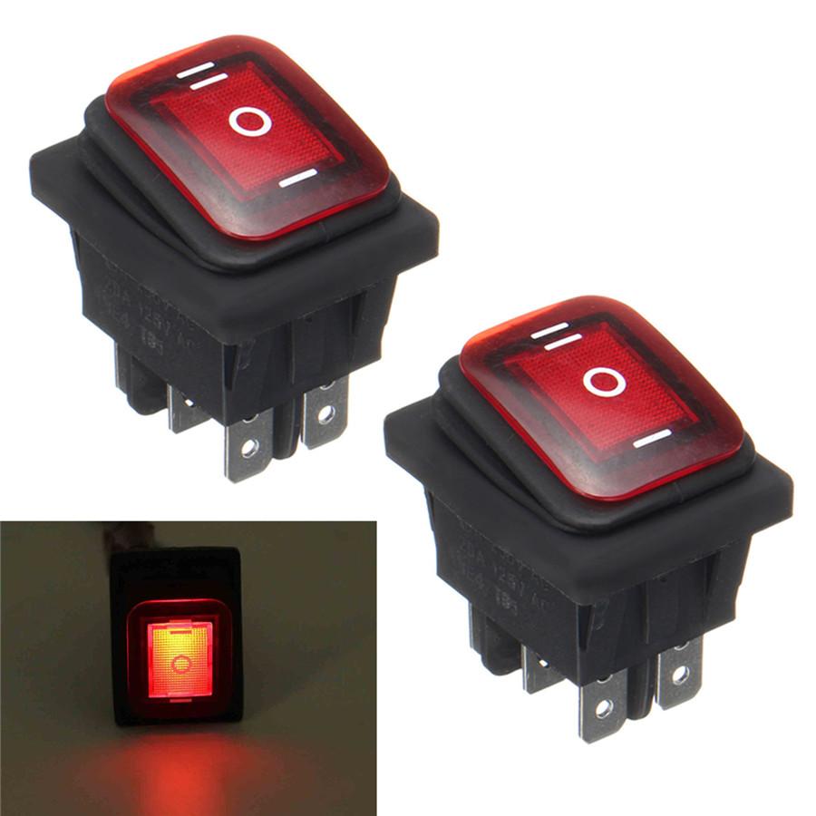 4pcs 3 Position On-Off-On 6Pin DC 12V Waterproof Car Boat LED  Durable Rocker Power Switch With Backlight