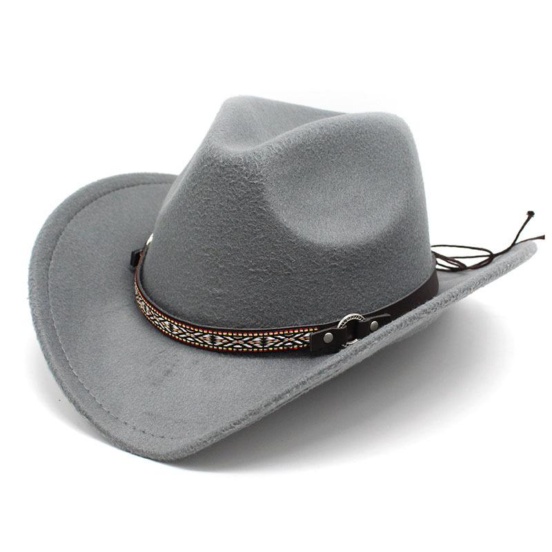 Western Cowboy Hat Woolen Top Hat Big Edge Jazz Felt Hat 10 Colors