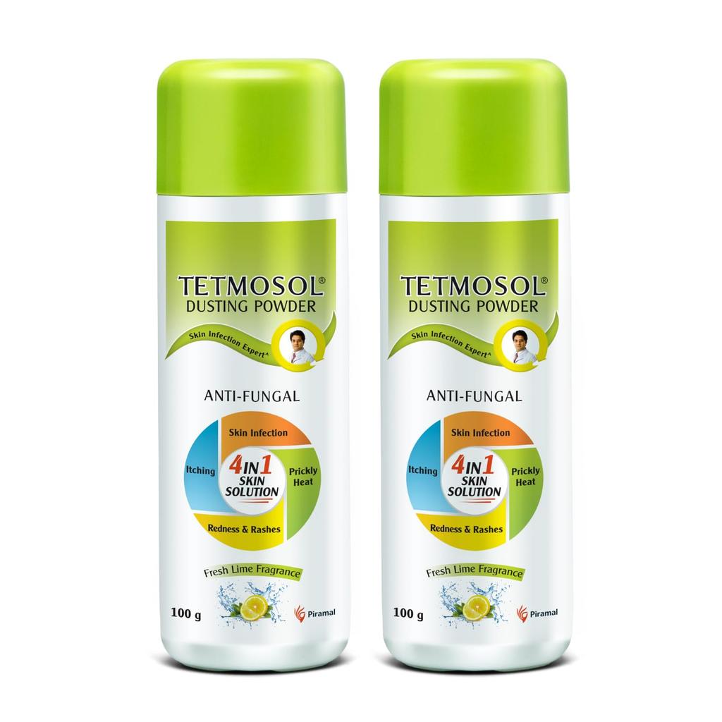 Tetmosol Anti-Fungal Dusting Powder Pack of 2 100g Each for Daily Itching and Skin Infection Relief