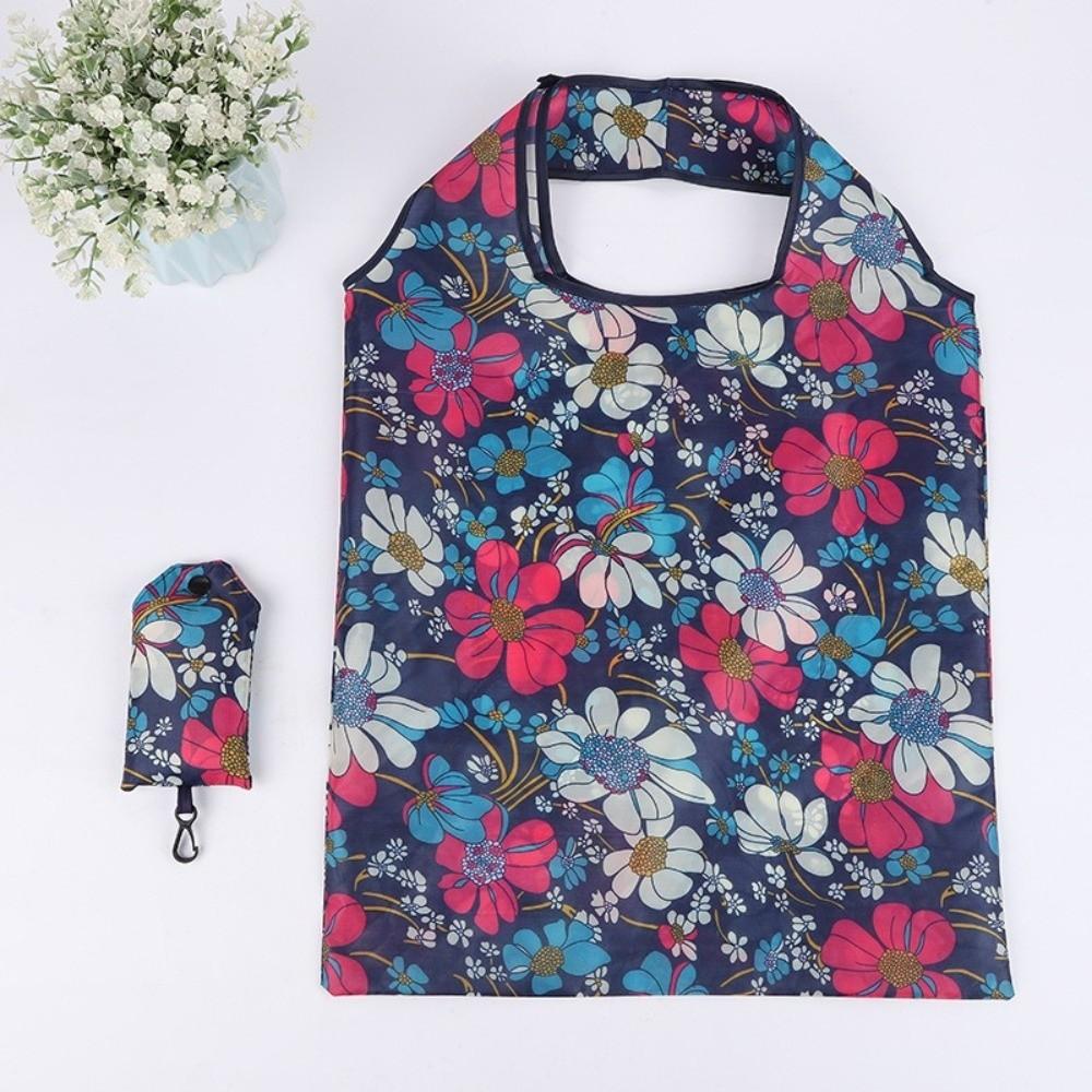 5pcs Eco-Friendly Folding Shopping Bag Reusable Heavy Duty Portable Storage Bag Printed Large Capacity Tote Bag Daily Use