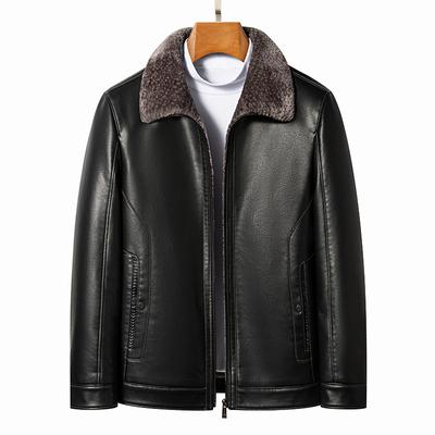 Winter Neue Haining Pelz All-in-One Herren Lederjacke Plus Samt und Verdickte Motorrad Lederjacke Pelzmantel