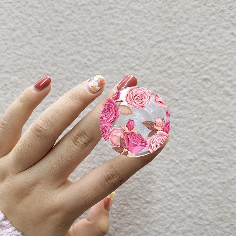 

INS Korea Rose Daisy Flower Pattern Folding Mobile Phone Grip Stand Holder for IPhone 15 16 Samsung Floral Clear Griptok Bracket