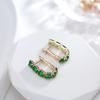 New Emerald Square Cut Zircon Drop Earrings For Women Luxury Natural Zircon With  Rose Gold Earrings Wedding Jewelry