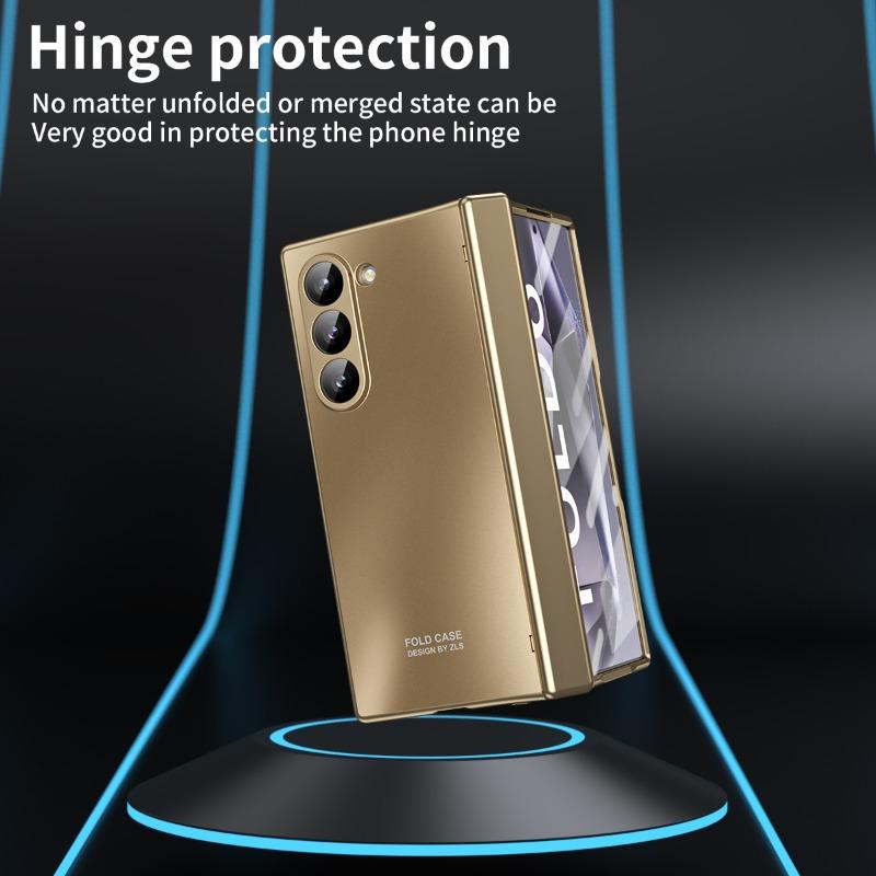 Custodia rigida galvanizzata per telefono per Samsung Galaxy Z Fold 6 5 4 3 Fold6 Fold5 Fold4 Fold3 Protezione cerniera Copertura antiurto