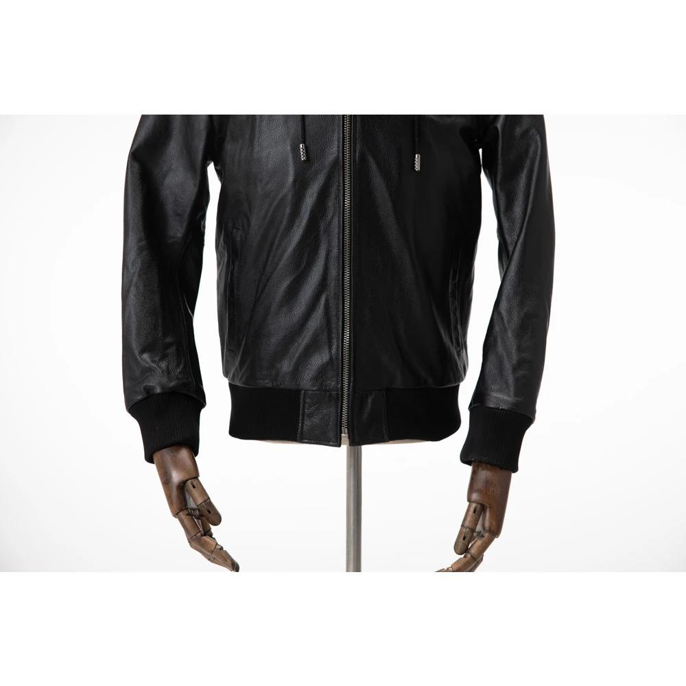 Chinese Size Men Leather Jacket Hooded Soft Natural Cowhide Genuine Leather Coat Hood Man Clothes Spring Autumn Clothing