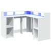VidaXL Bureau avec lumières LED blanc 130x130x91 cm bois d'ingénierie, bureau d'ordinateur, bureau d'écriture, meuble de 3309447