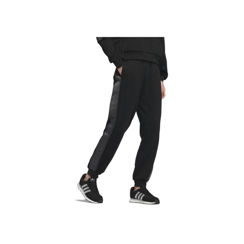 Adidas Solid Color Loose Mid-Waist Cuffed Knit Joggers Women Bottoms Black IK9885