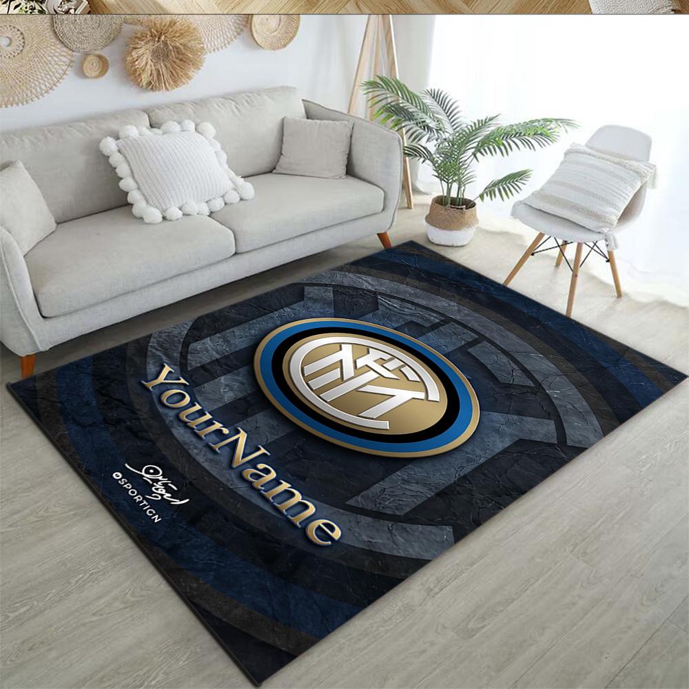 Inter Milan Customizable Name Area Rug Perfect for Study room Game Room Dormitory Balcony Anti-slip Rug Office home decor Best for Christmas